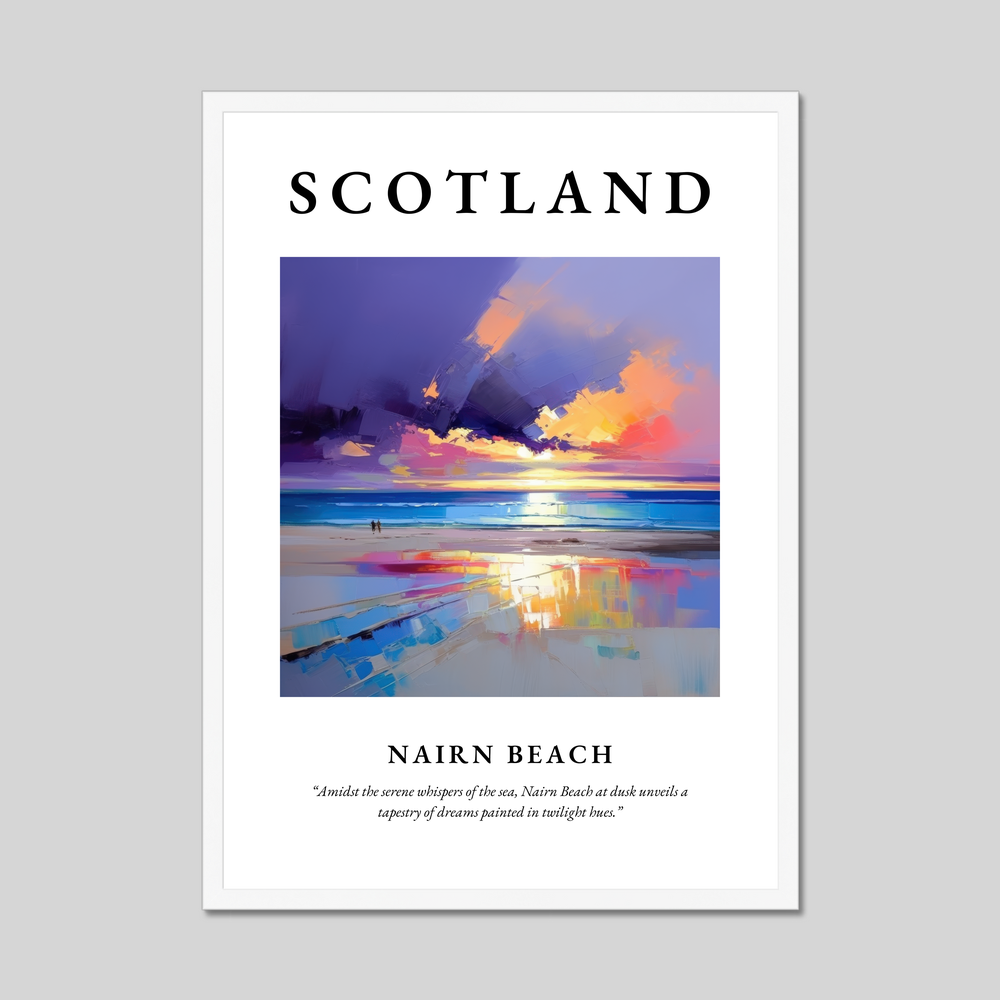 Poster in a white frame with the word Scotland