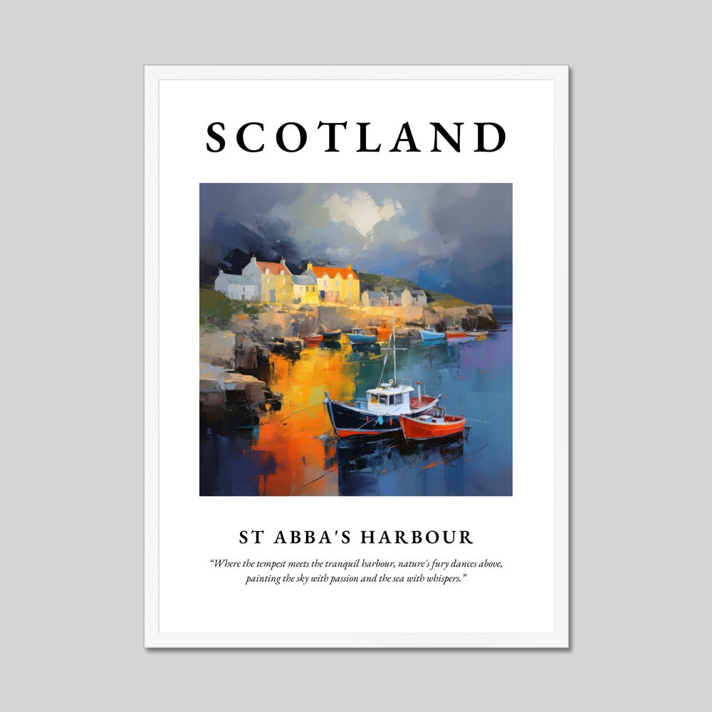 Poster in a white frame with the word Scotland