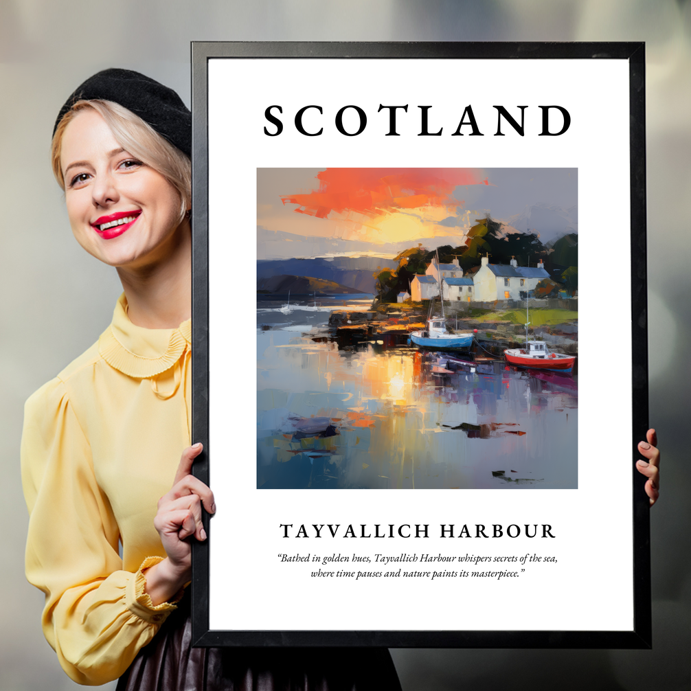 Person holding a poster of Tayvallich Harbour