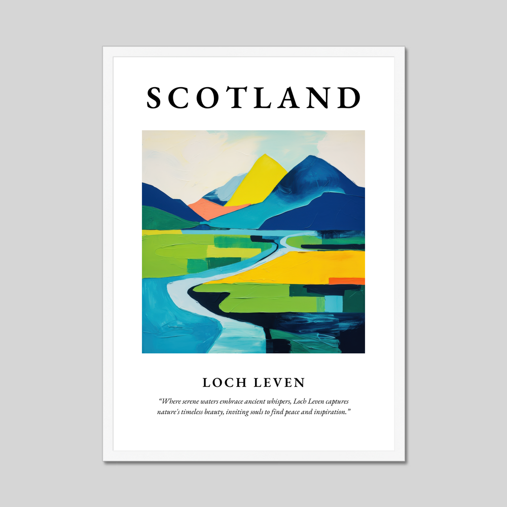 Poster in a white frame with the word Scotland