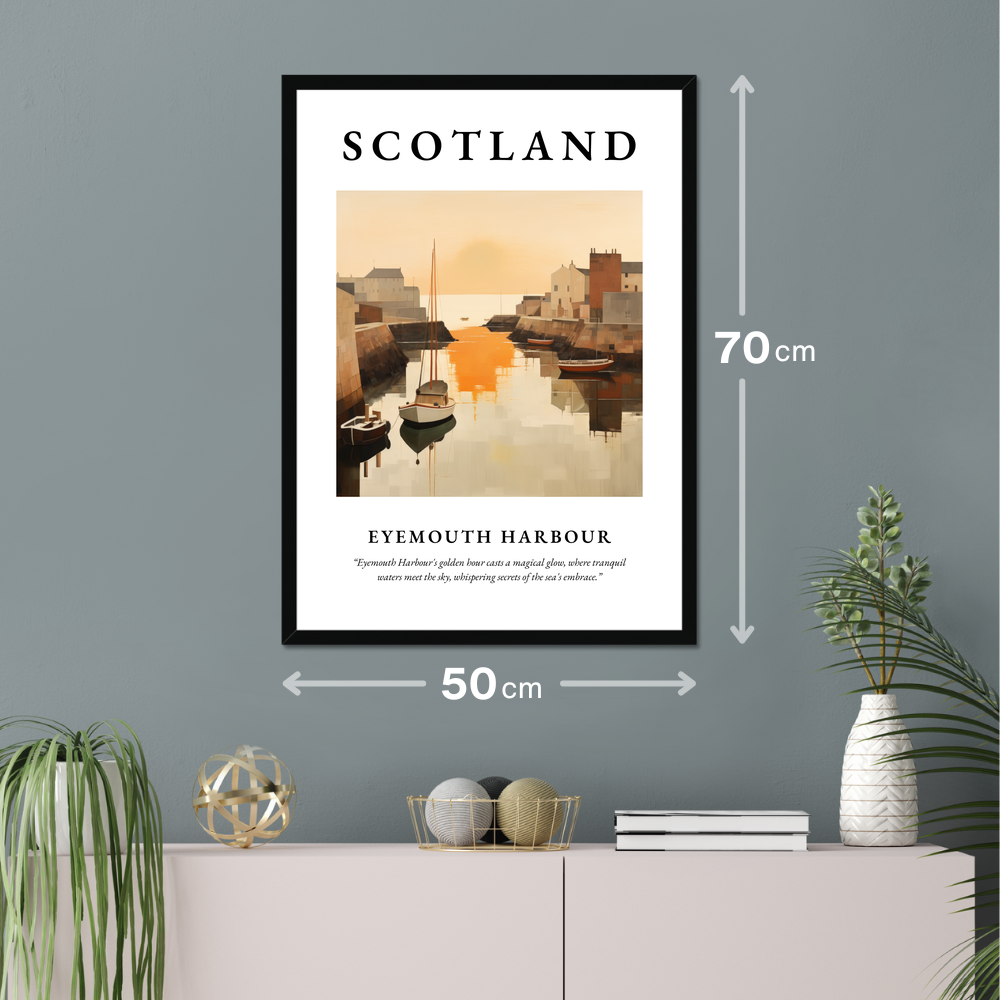Poster of Eyemouth Harbour hanging on a wall