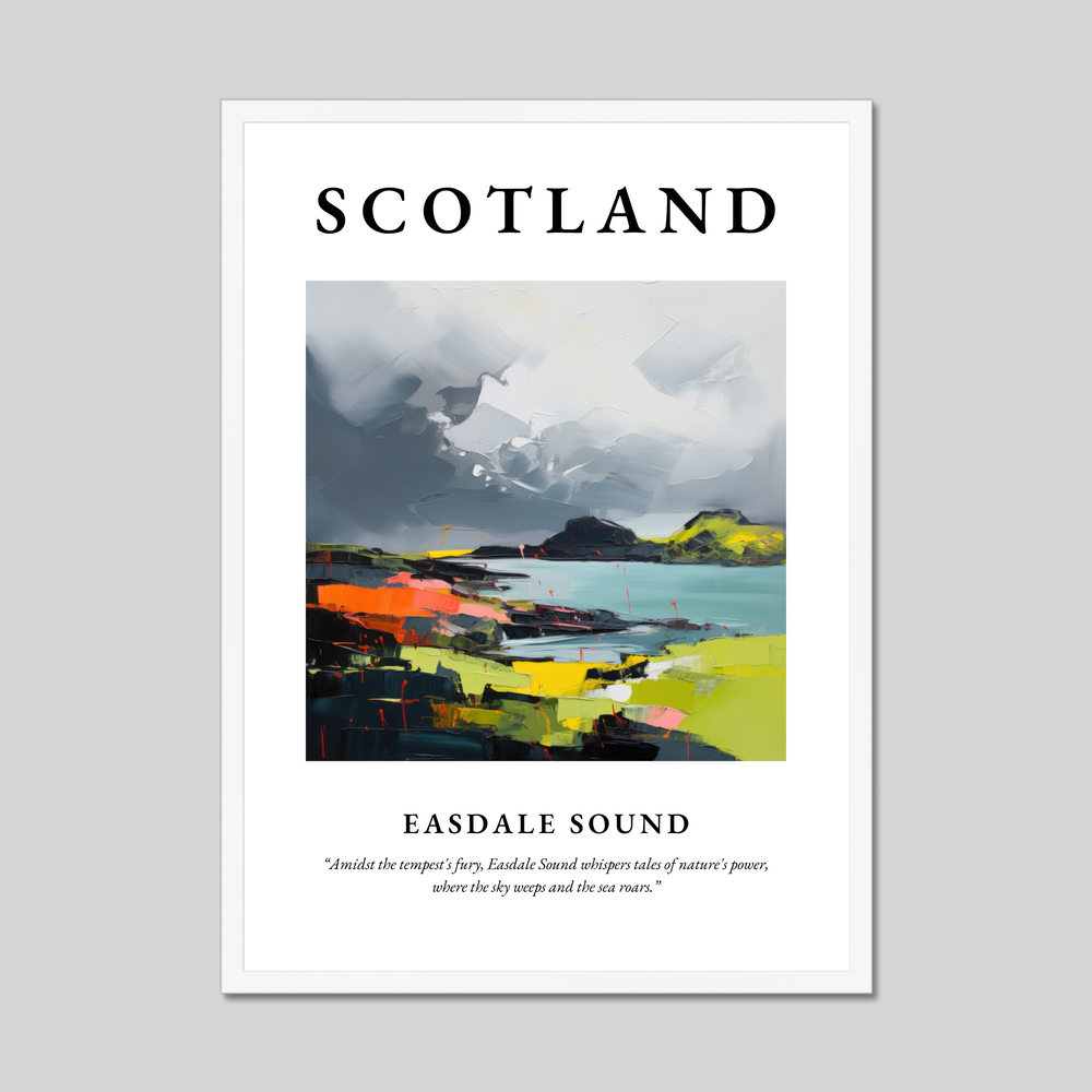 Poster in a white frame with the word Scotland