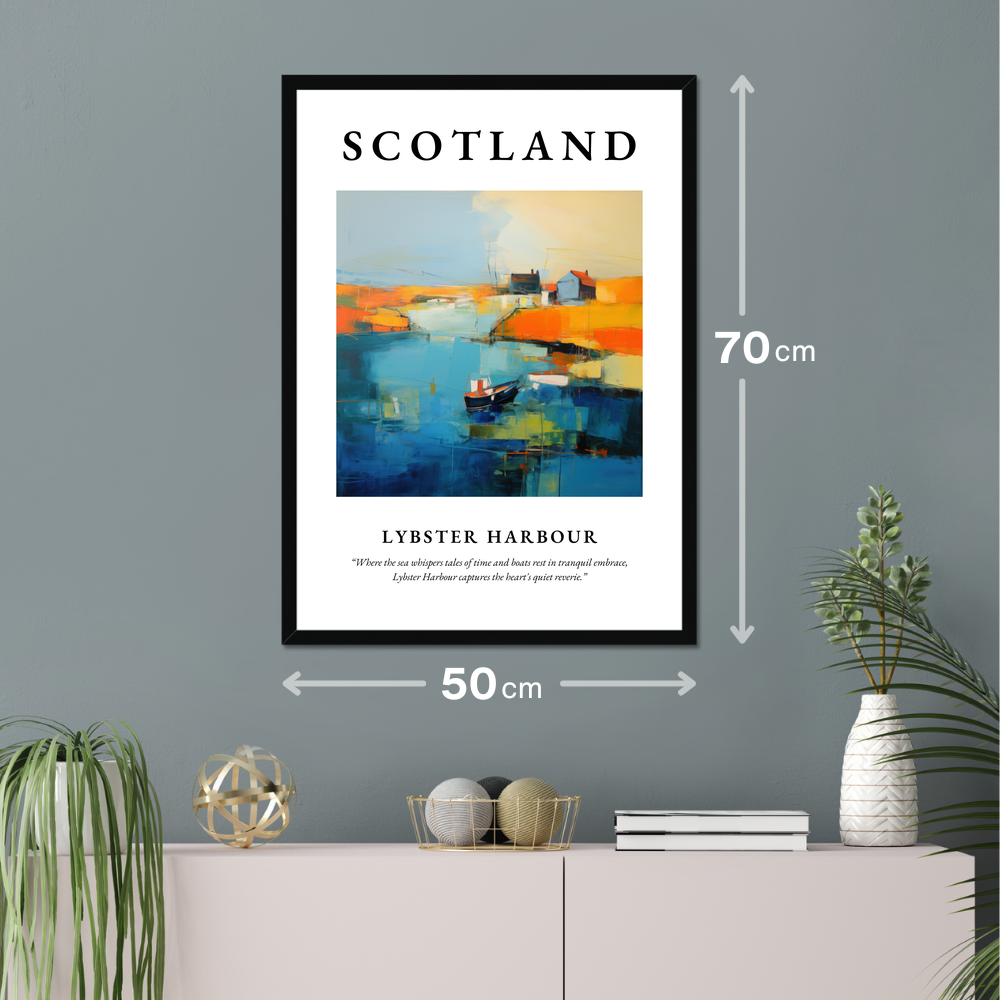 Poster of Lybster Harbour hanging on a wall