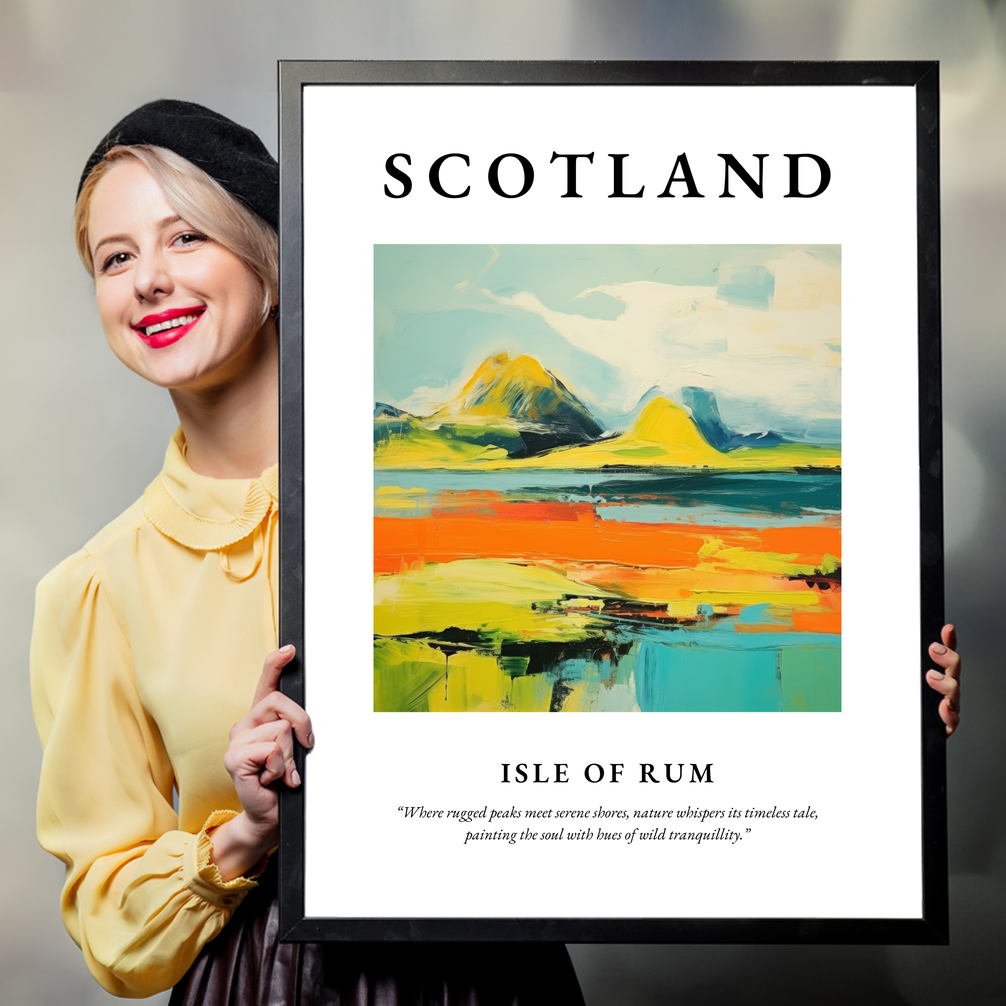 Person holding a poster of Isle of Rum