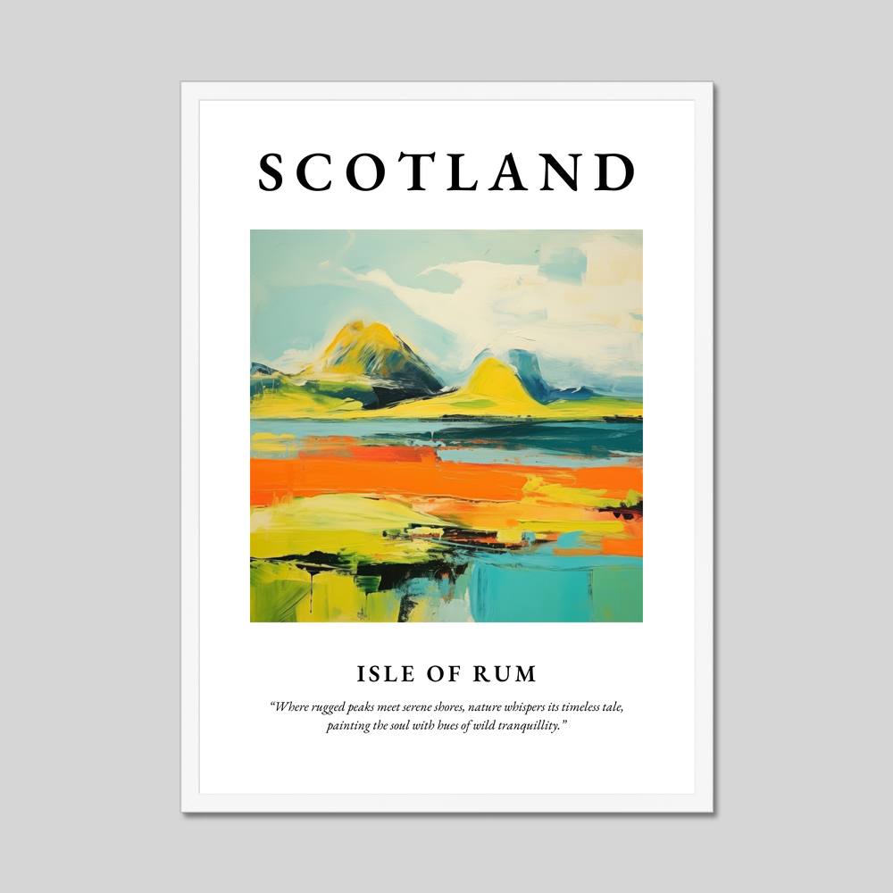 Poster in a white frame with the word Scotland