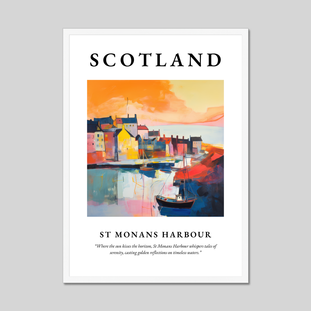 Poster in a white frame with the word Scotland