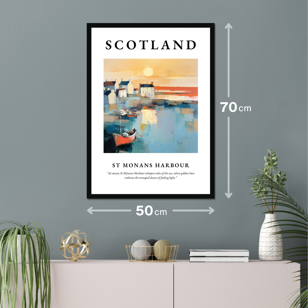 Poster of St Monans Harbour hanging on a wall