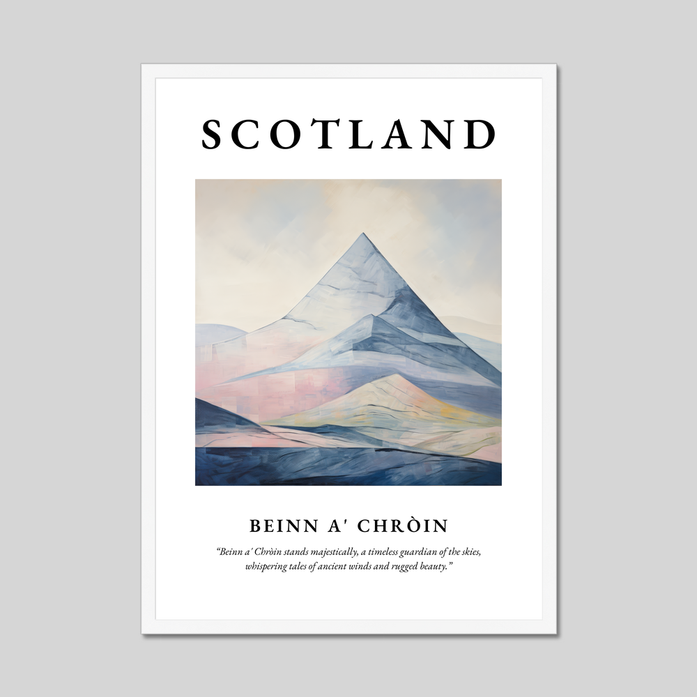 Poster in a white frame with the word Scotland