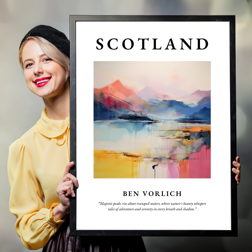 Person holding a poster of Ben Vorlich