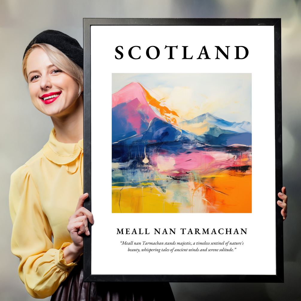 Person holding a poster of Meall nan Tarmachan