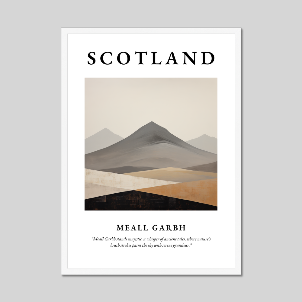 Poster in a white frame with the word Scotland