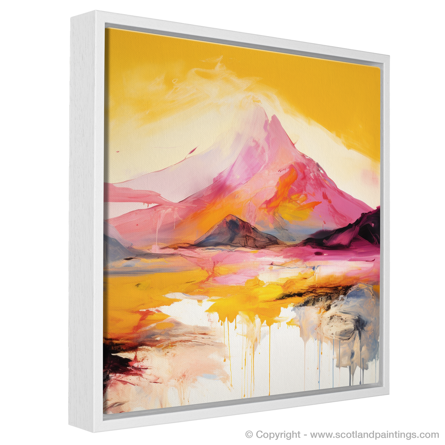 Painting and Art Print of Stob Dearg (Buachaille Etive Mòr) entitled "Explosion of Warmth: An Abstract Ode to Stob Dearg".