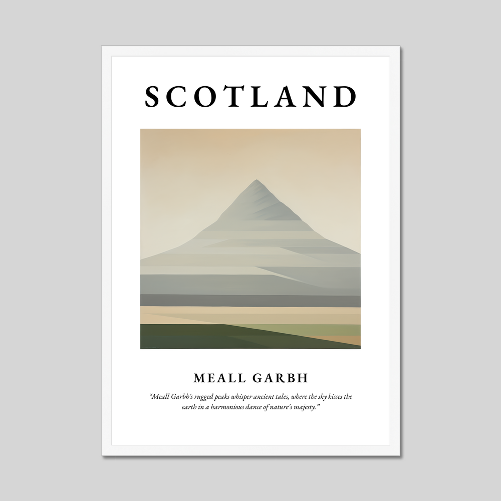 Poster in a white frame with the word Scotland