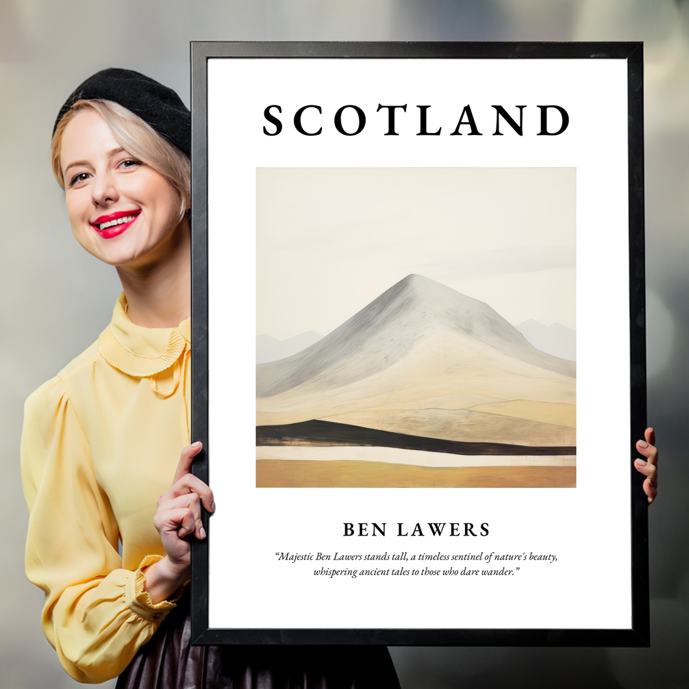 Person holding a poster of Ben Lawers