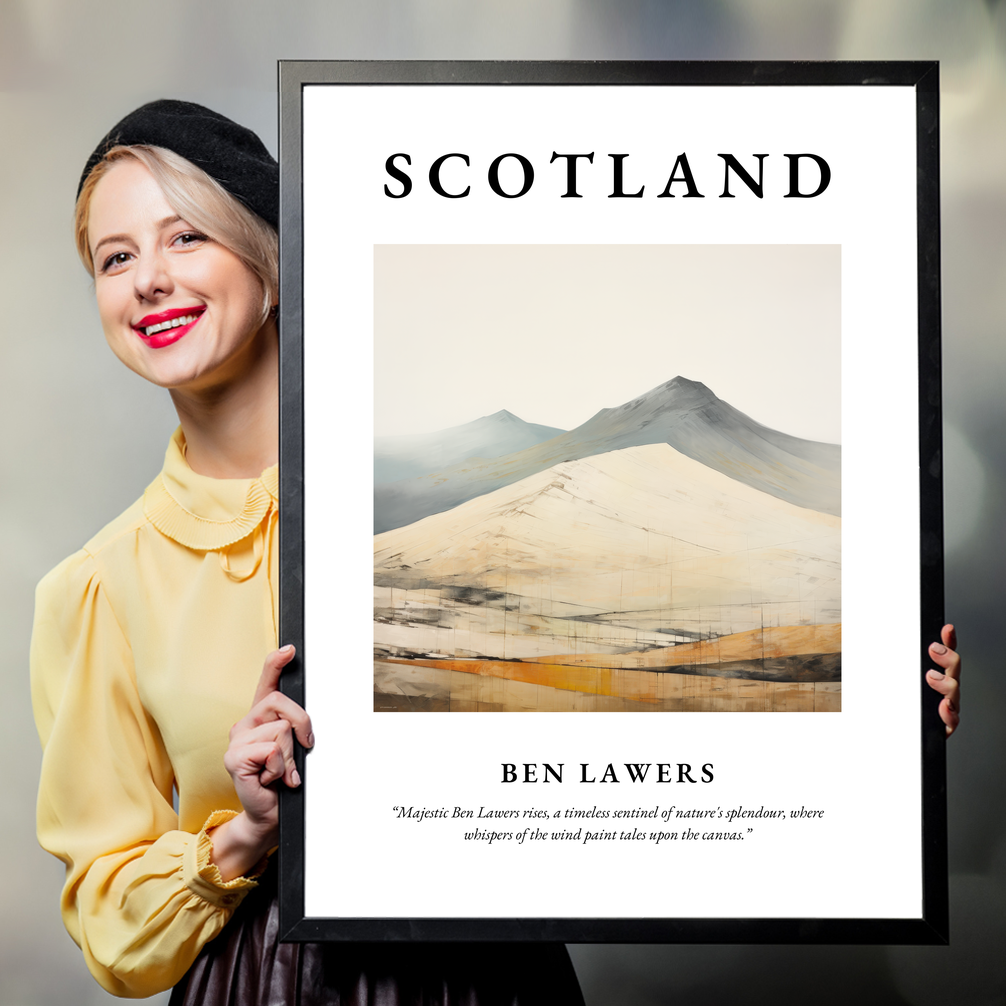 Person holding a poster of Ben Lawers