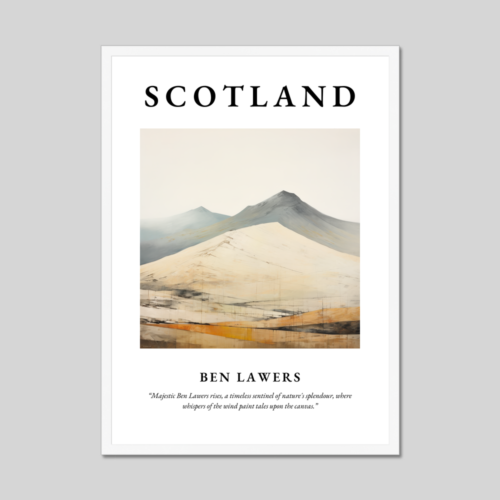 Poster in a white frame with the word Scotland