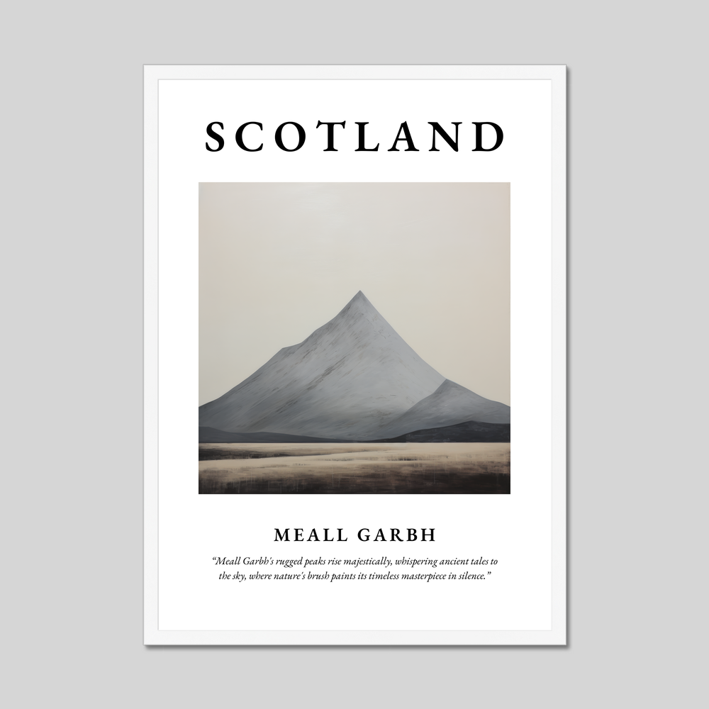 Poster in a white frame with the word Scotland