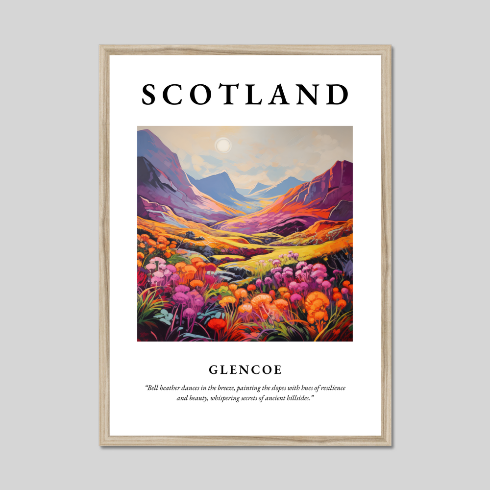 Poster in a natural frame with the word Scotland