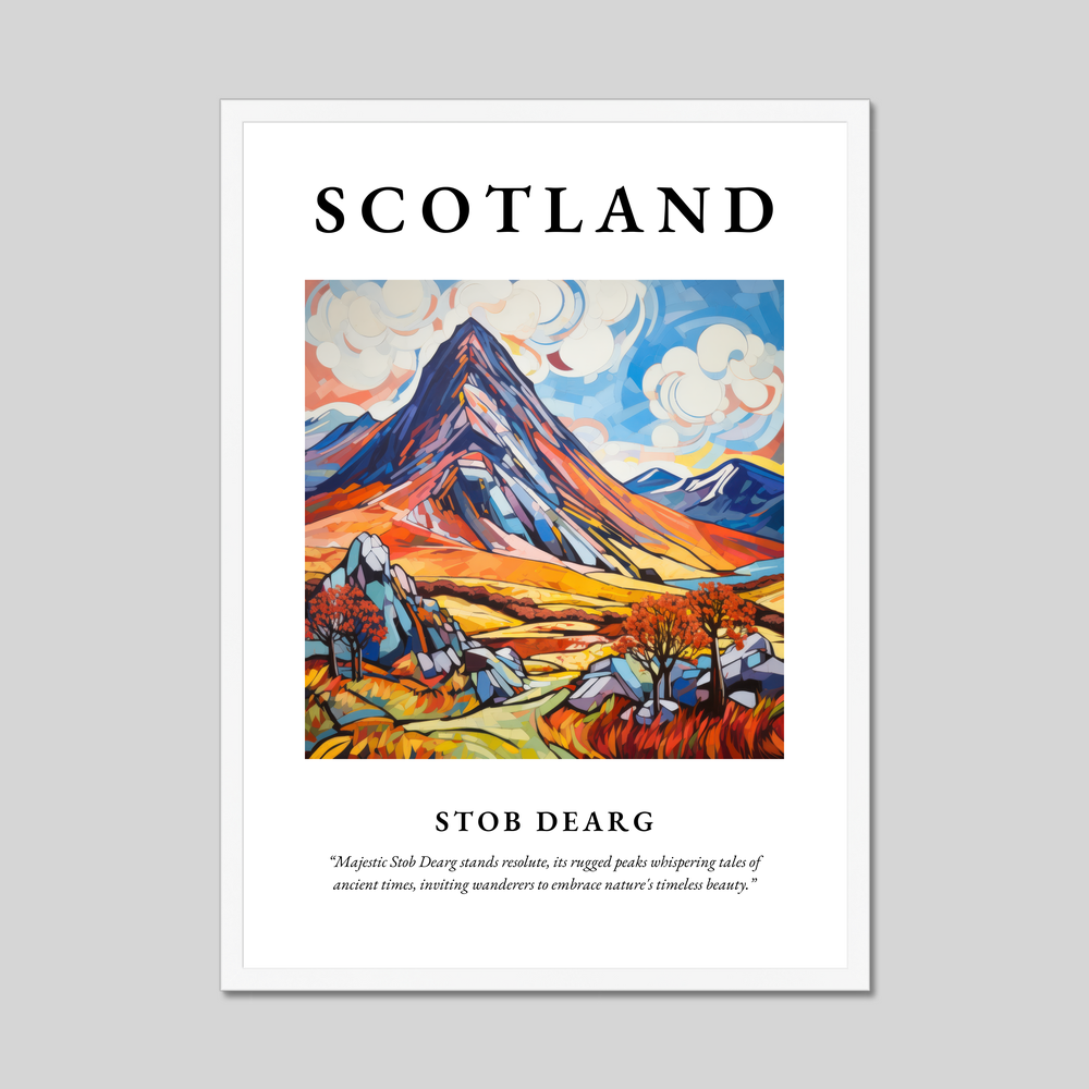 Poster in a white frame with the word Scotland