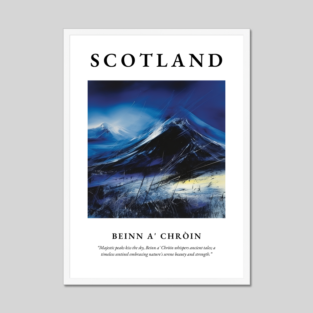 Poster in a white frame with the word Scotland