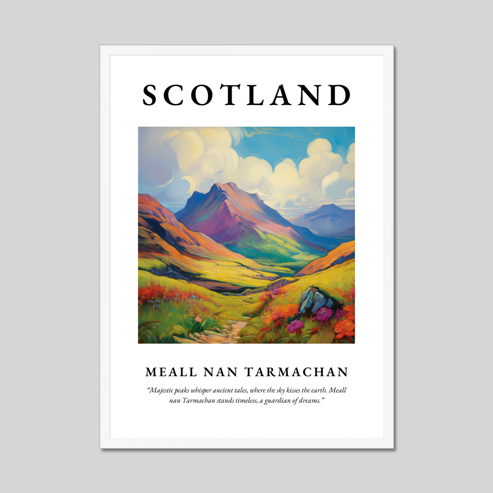 Poster in a white frame with the word Scotland