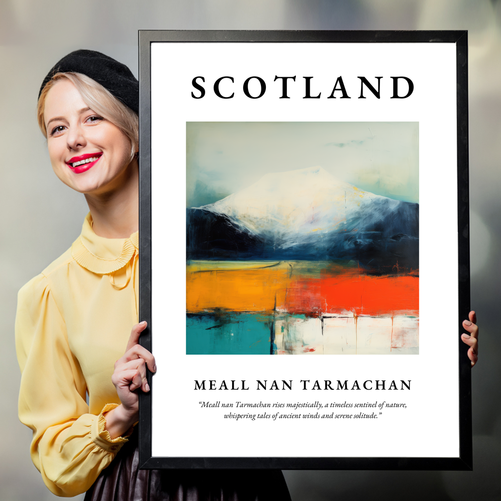 Person holding a poster of Meall nan Tarmachan