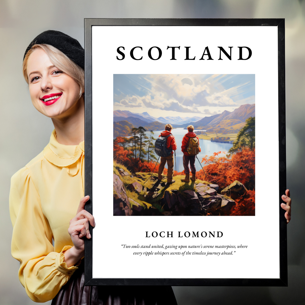 Person holding a poster of Loch Lomond