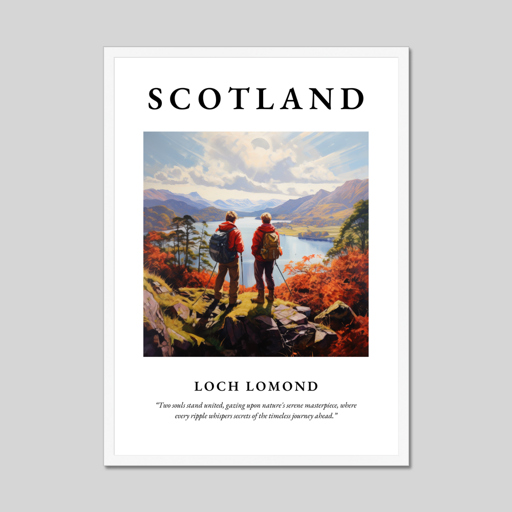 Poster in a white frame with the word Scotland