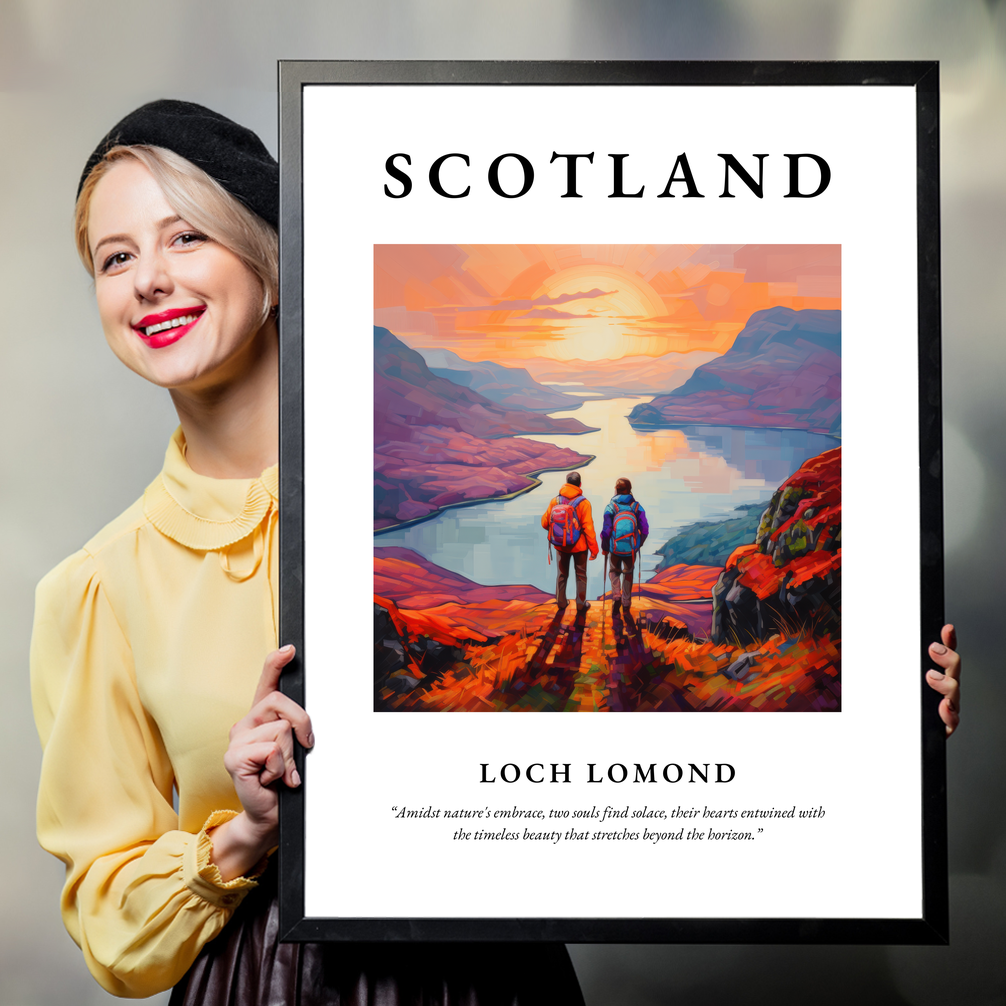 Person holding a poster of Loch Lomond