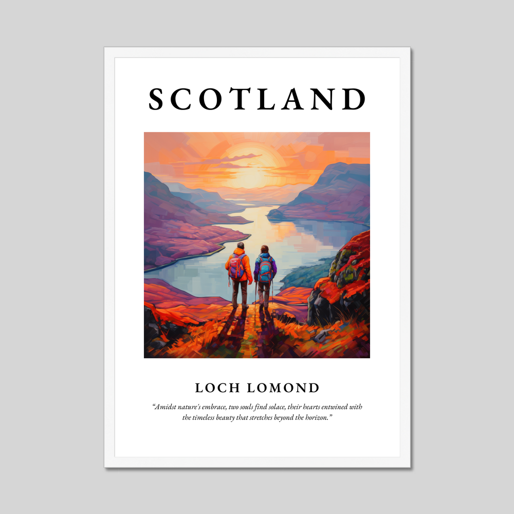 Poster in a white frame with the word Scotland