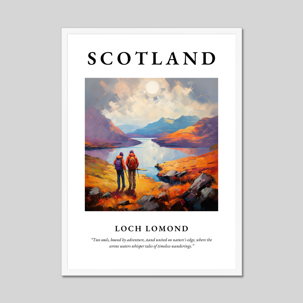 Poster in a white frame with the word Scotland