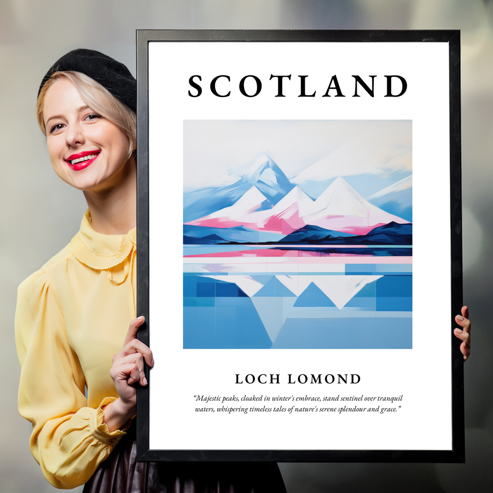 Person holding a poster of Loch Lomond