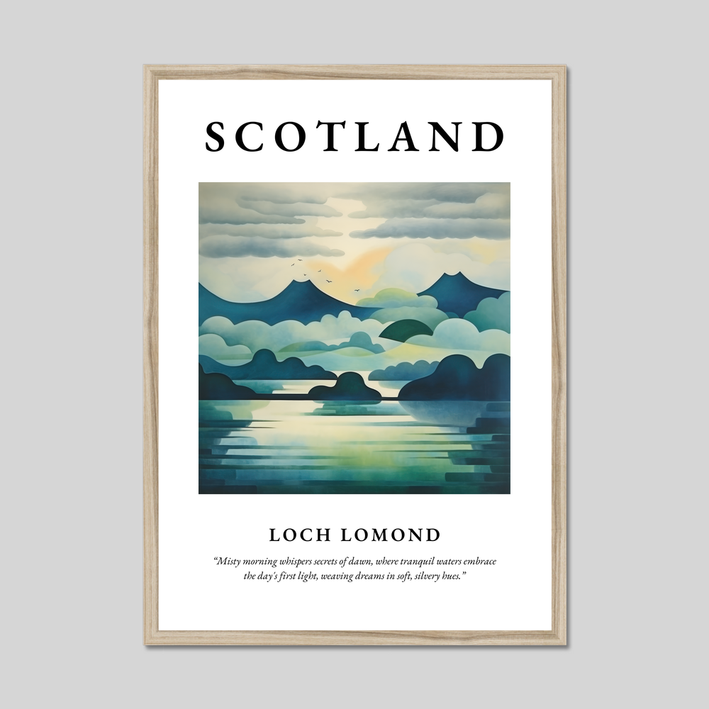 Poster in a natural frame with the word Scotland