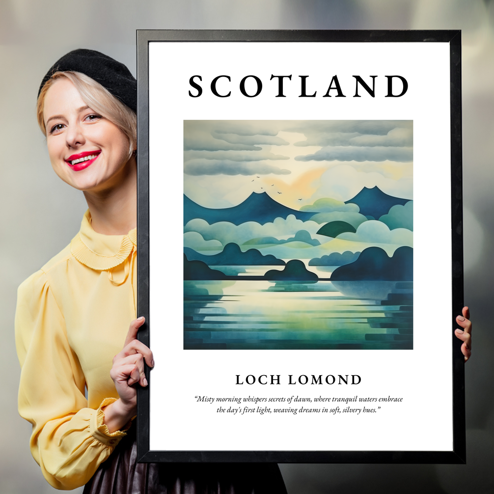 Person holding a poster of Loch Lomond