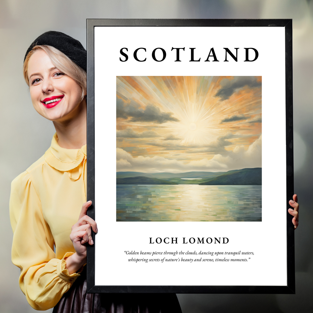 Person holding a poster of Loch Lomond