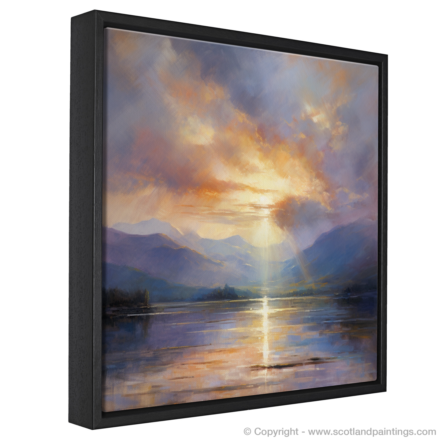 Painting and Art Print of Crepuscular rays above Loch Lomond entitled "Crepuscular Majesty over Loch Lomond".