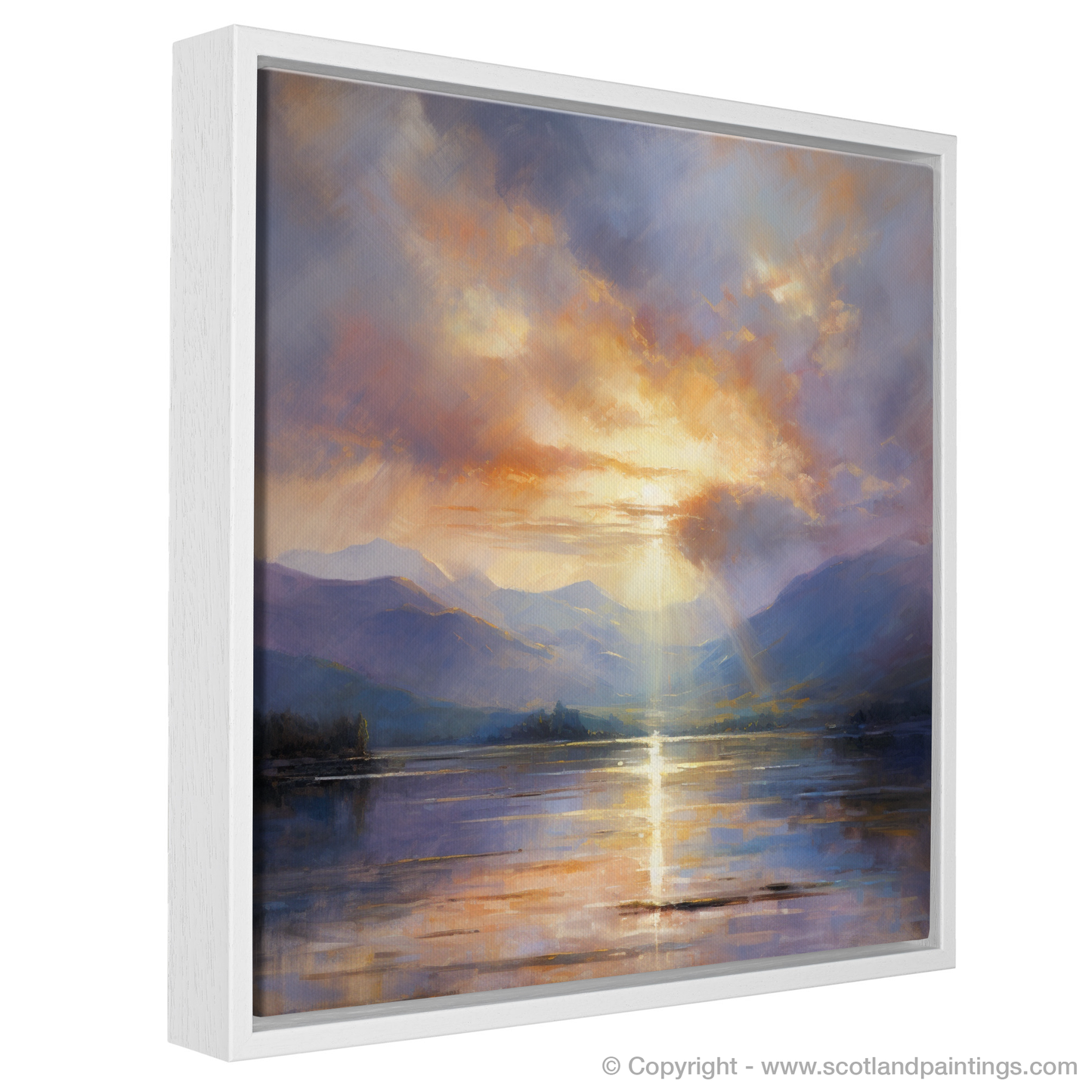 Painting and Art Print of Crepuscular rays above Loch Lomond entitled "Crepuscular Majesty over Loch Lomond".