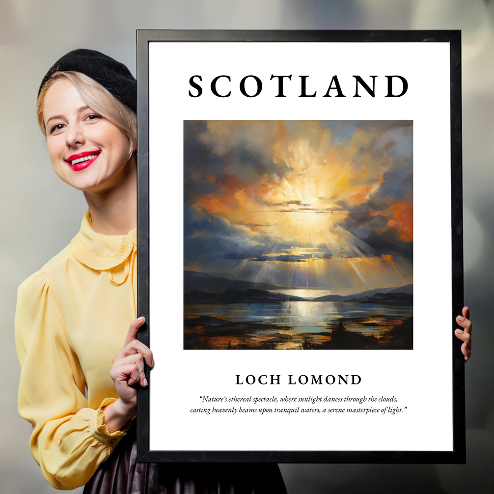Person holding a poster of Loch Lomond