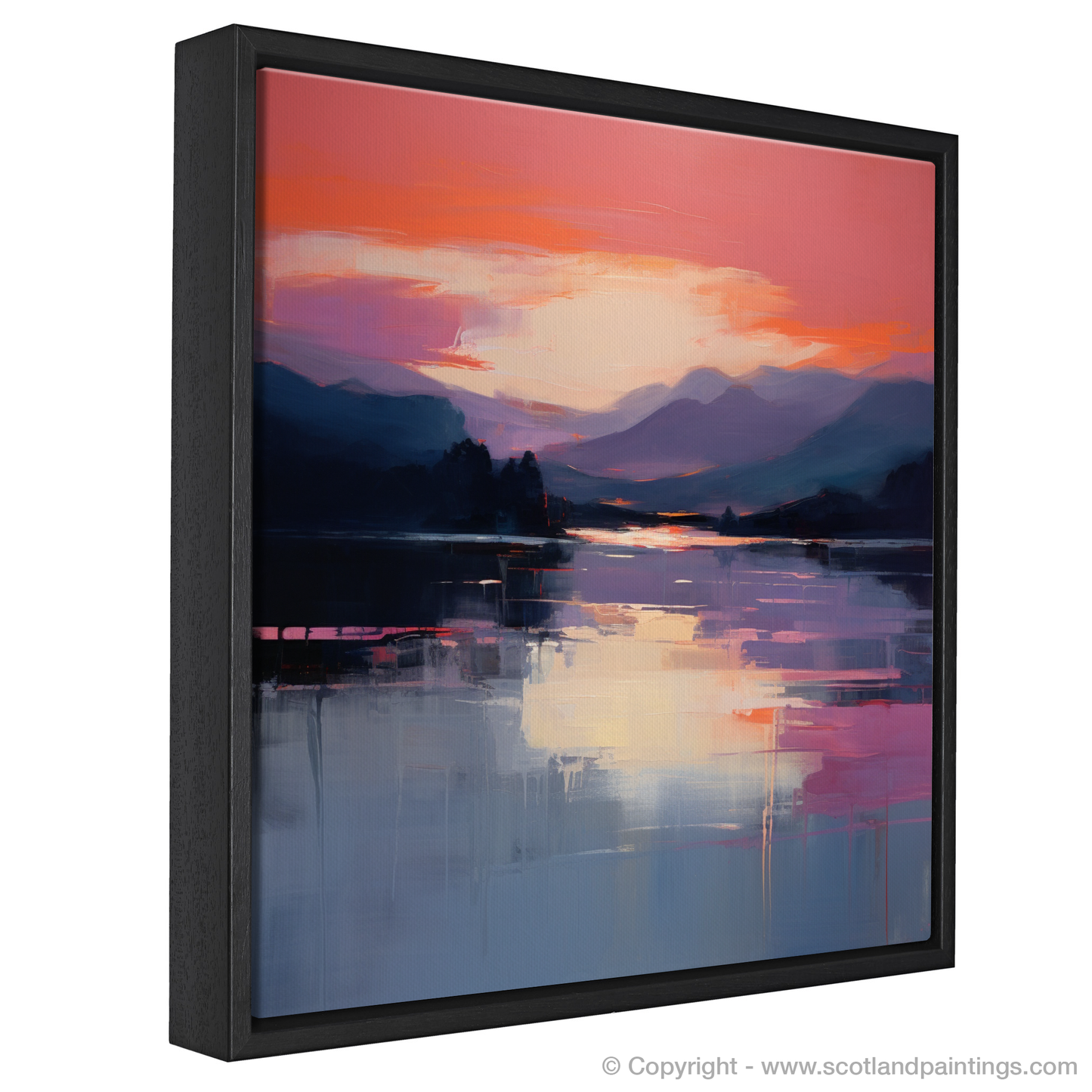 Painting and Art Print of Dusk on Loch Lomond entitled "Twilight Serenade on Loch Lomond".