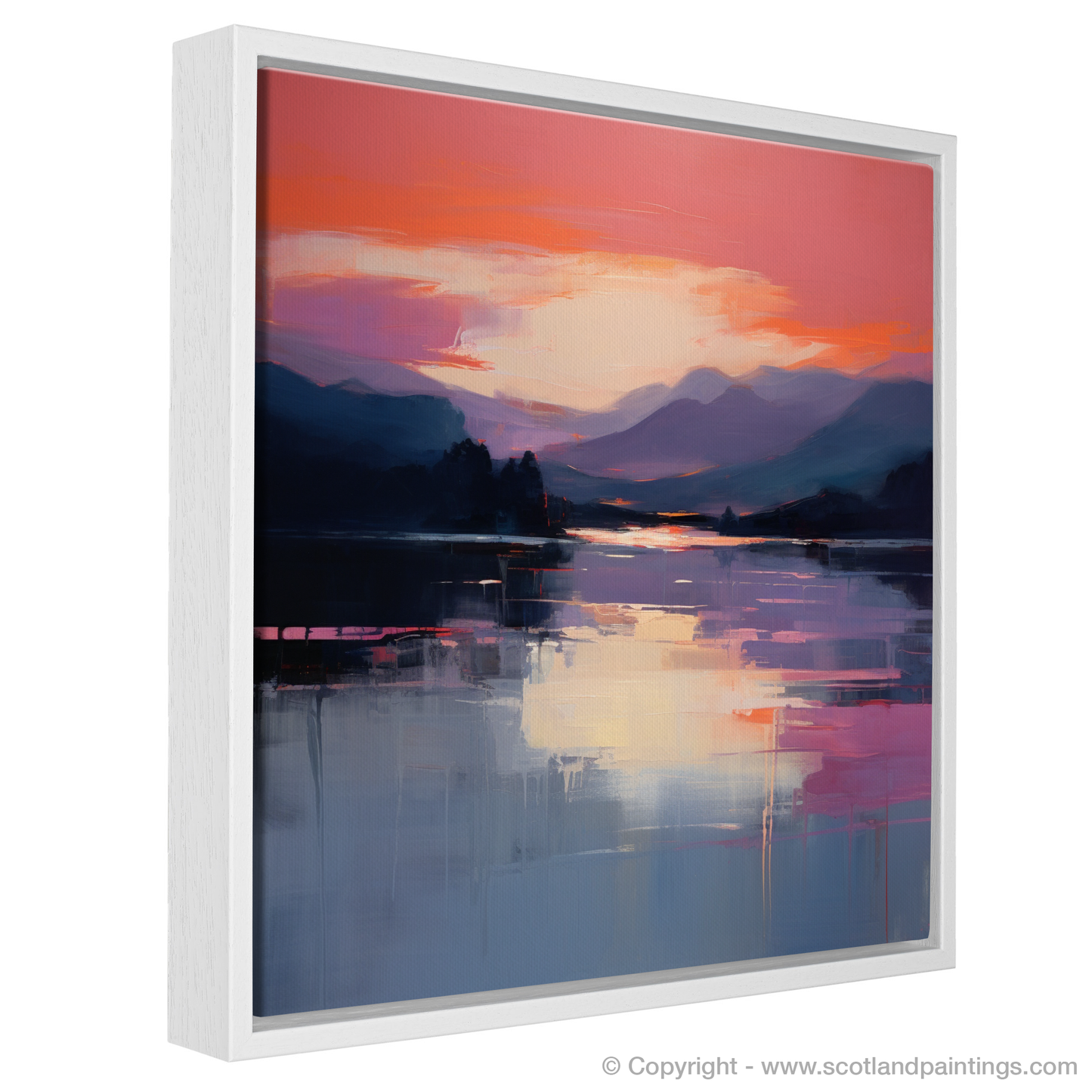Painting and Art Print of Dusk on Loch Lomond entitled "Twilight Serenade on Loch Lomond".