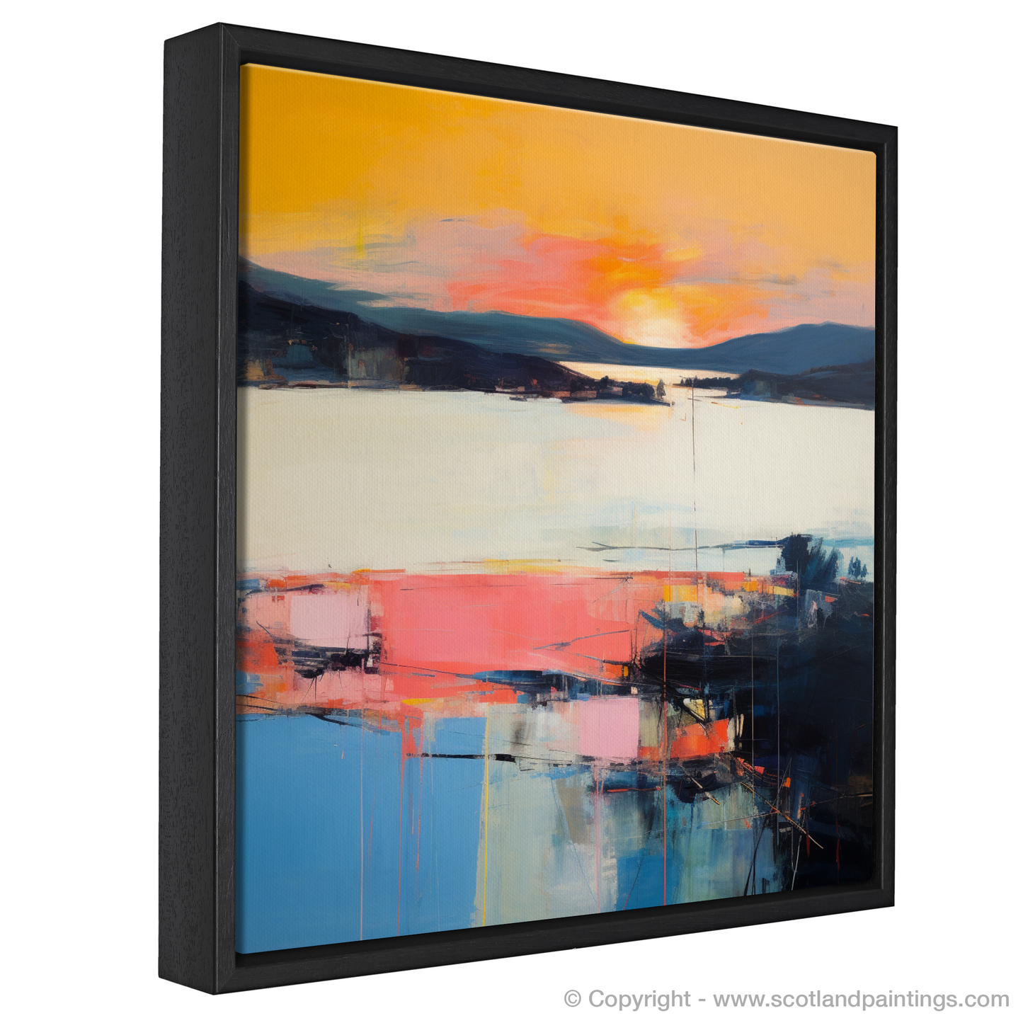 Painting and Art Print of Sunset over Loch Lomond entitled "Sunset Serenade over Loch Lomond".
