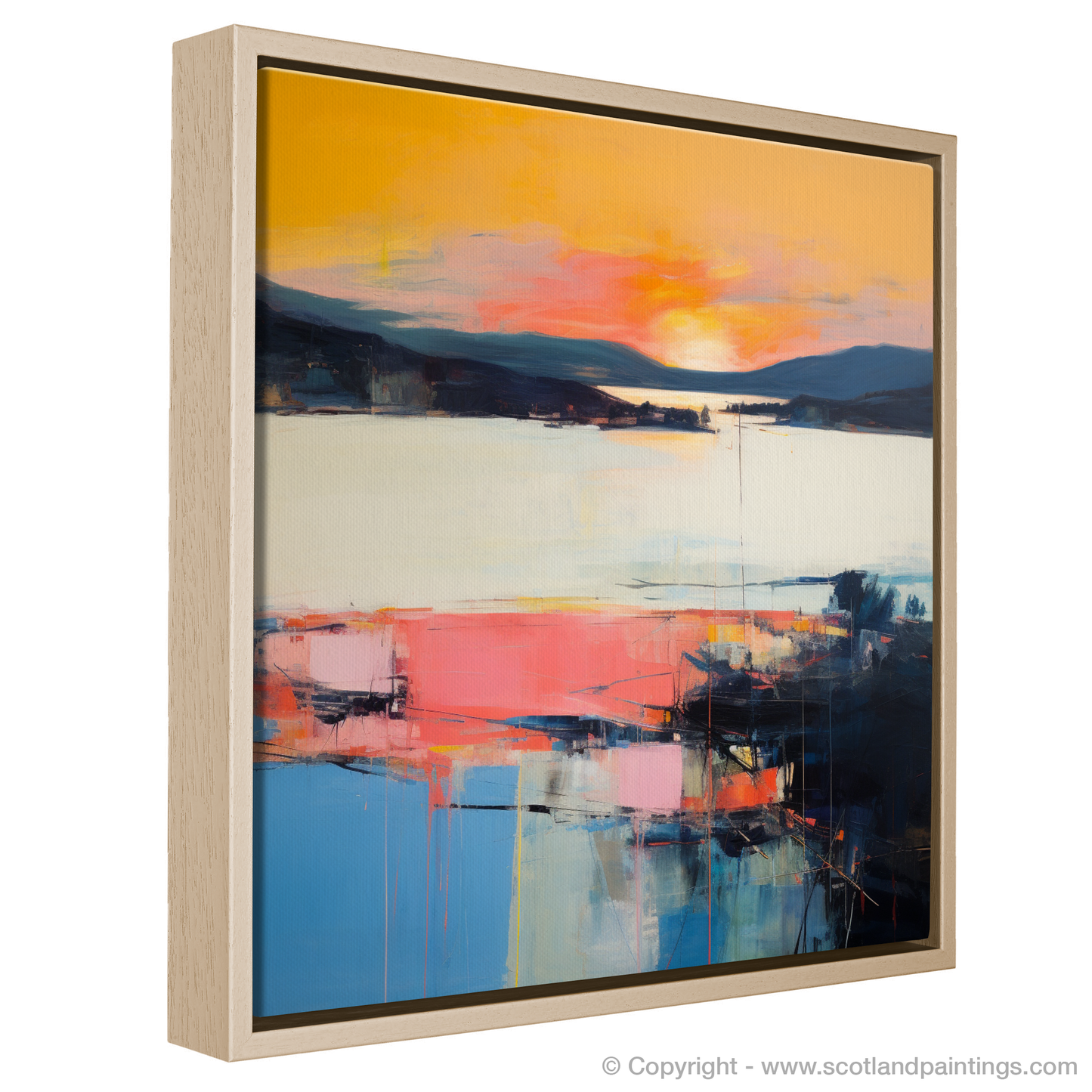 Painting and Art Print of Sunset over Loch Lomond entitled "Sunset Serenade over Loch Lomond".
