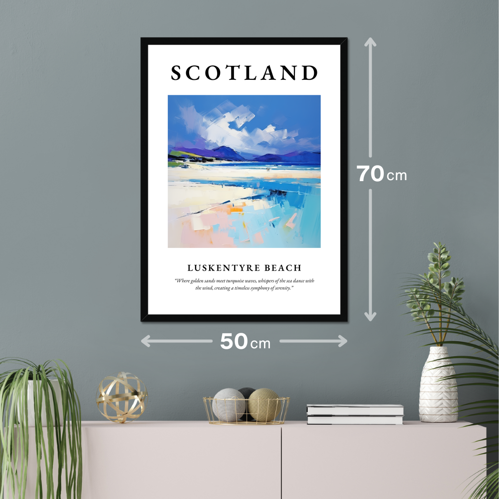 Poster of Luskentyre Beach hanging on a wall