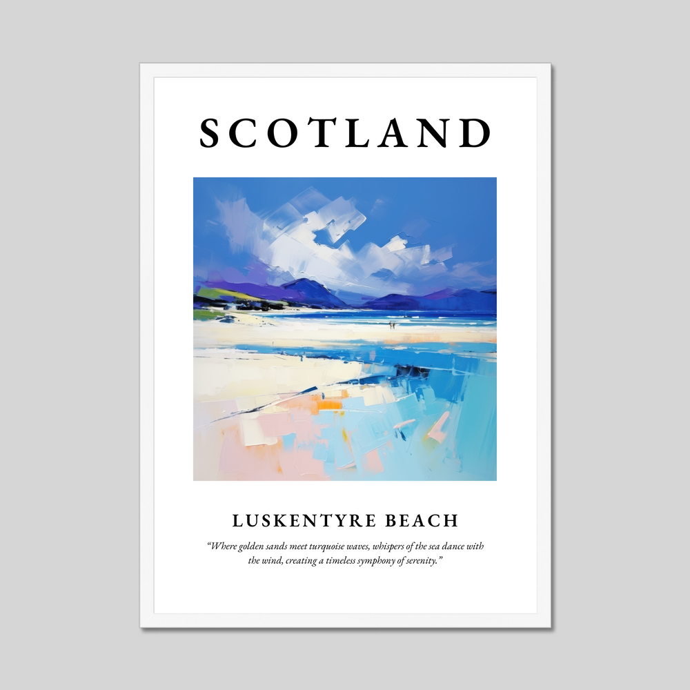 Poster in a white frame with the word Scotland