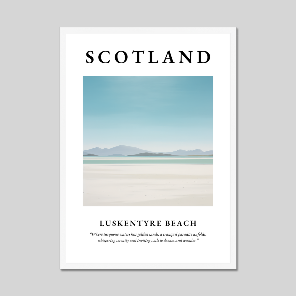 Poster in a white frame with the word Scotland