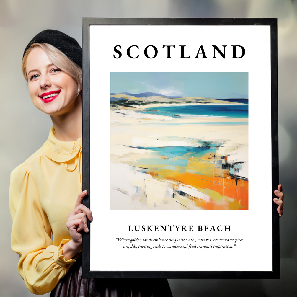 Person holding a poster of Luskentyre Beach
