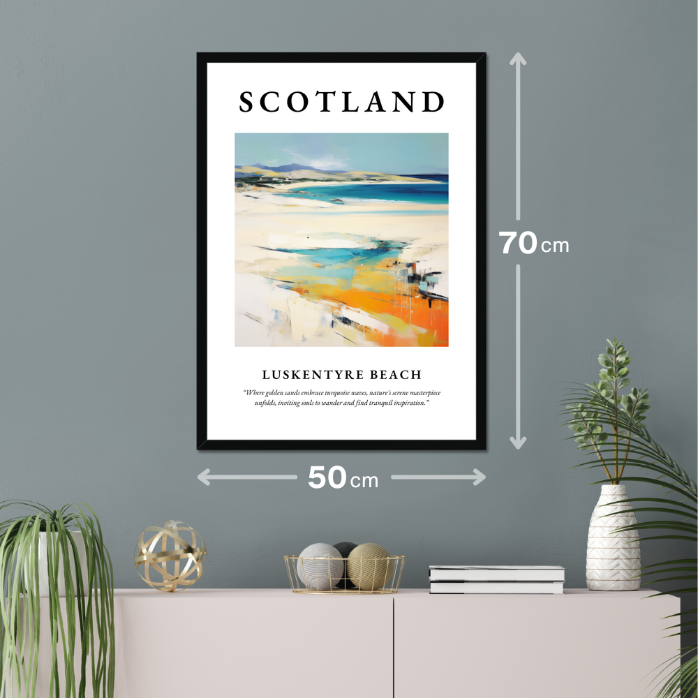 Poster of Luskentyre Beach hanging on a wall