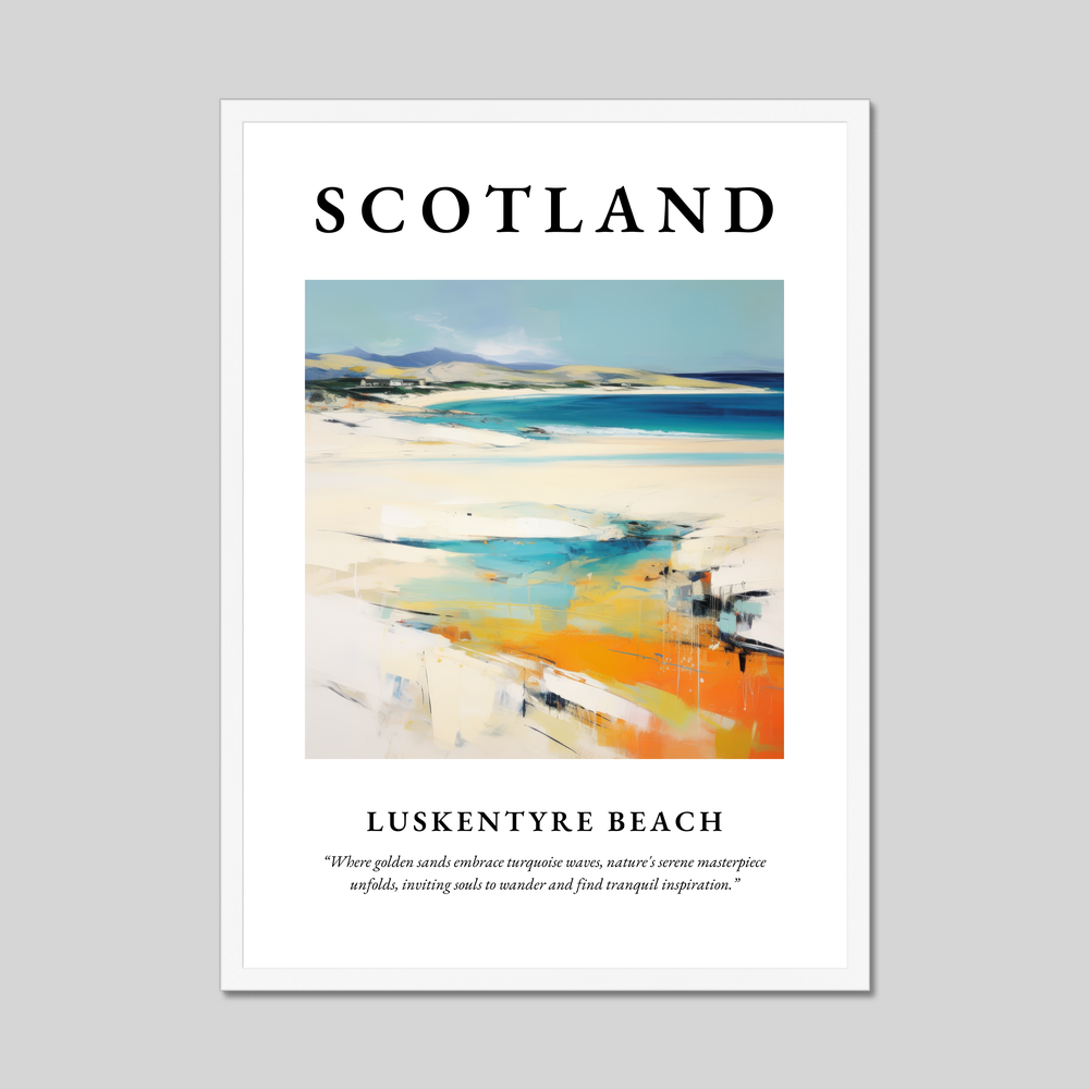 Poster in a white frame with the word Scotland