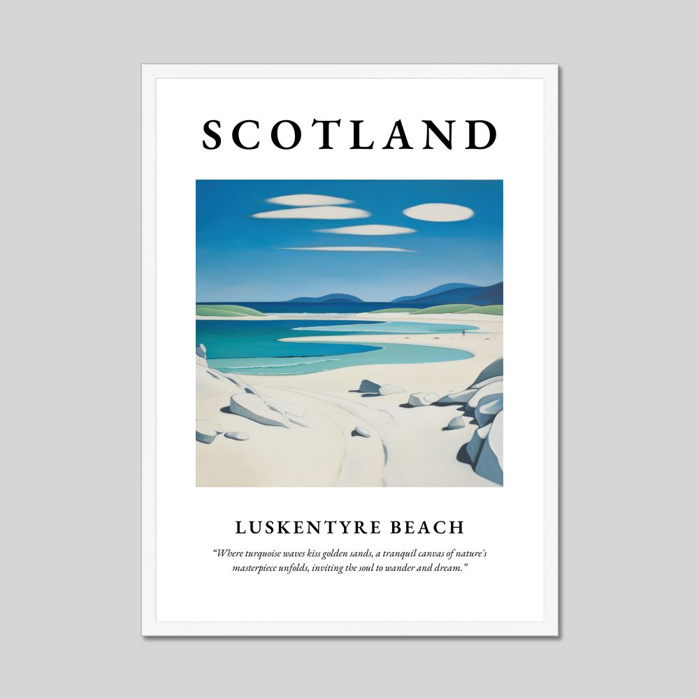 Poster in a white frame with the word Scotland