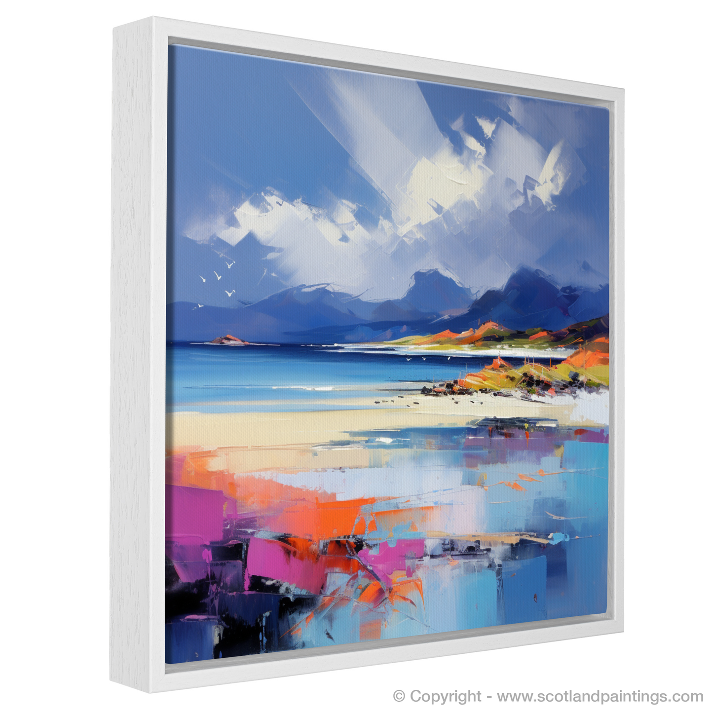 Painting and Art Print of Camusdarach Beach, Arisaig entitled "Wild Rhythms of Camusdarach Beach - An Expressionist Ode to Scotland's Untamed Shores".